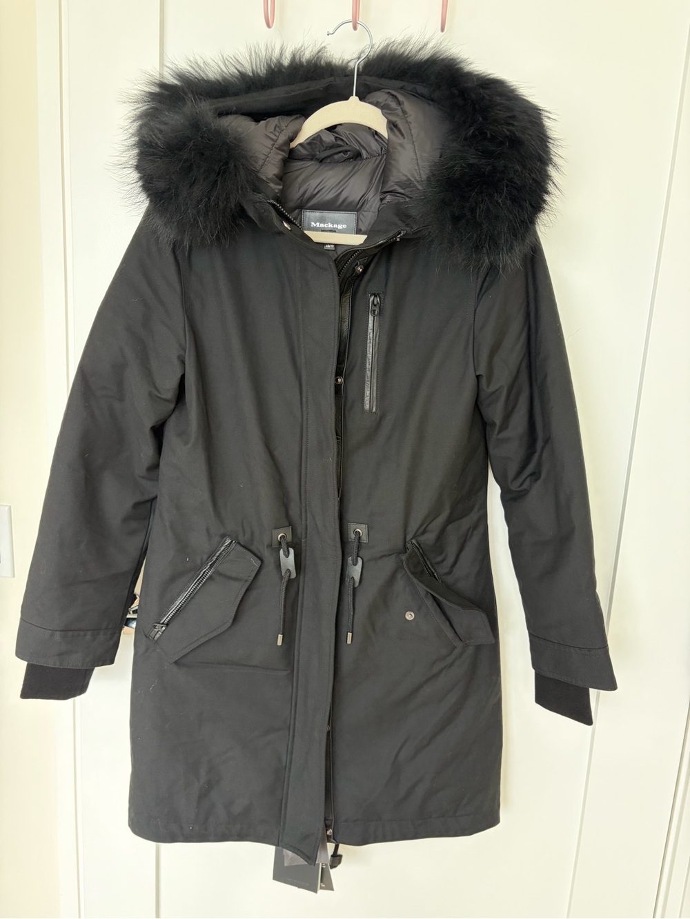 Mackage Black Faux-Fur Trim Hooded Parka